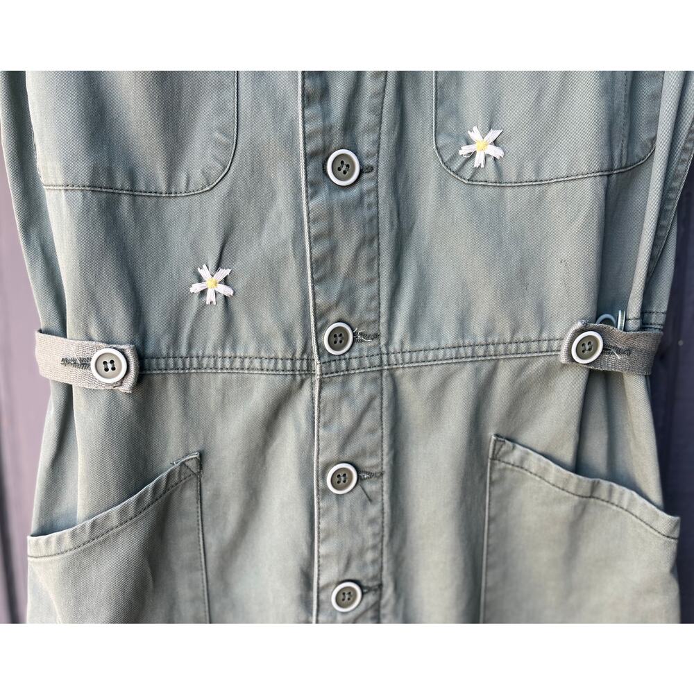 Pistola Grover Daisy Embroidered Utility Jumpsuit Green Small - Picture 5 of 8